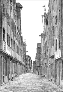Historical architectural illustration from the 19th Century, 1881, German Renaissance style, 16th