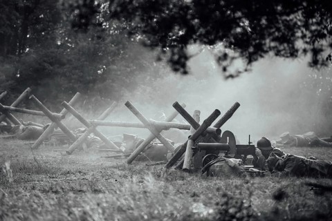 LUBIN, POLAND - AUGUST 8, 2020:, A staging of the Battle of Warsaw from 1920, in which the Polish