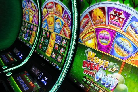 Casino gambling blackjack and slot machines waiting for gamblers and tourist to spend money