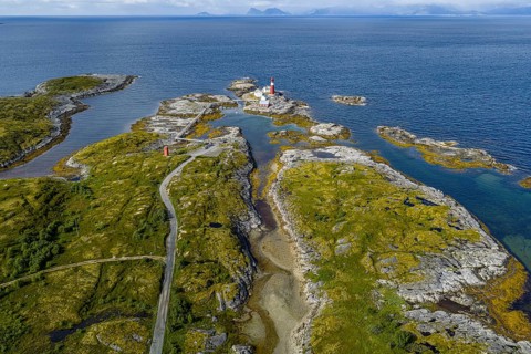 Aerial view of lighthouse Tranoy Fyr, Tranøy, Norway