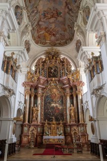 Baroque high altar of the Basilica of St Mauritius, Niederaltaich, Lower Bavaria, Germany