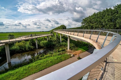 Ramp on the Liniebrug, bicycle and pedestrian bridge over the Amsterdam-Rhine Canal near the