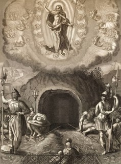The Resurrection of Jesus, New Testament, steel engraving 1853, digitally restored