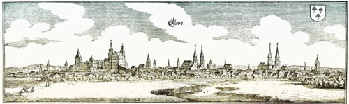 Panoramic view of Cleve or Kleve, 17th Century, Germany, Europe, Historische Zeichnung,