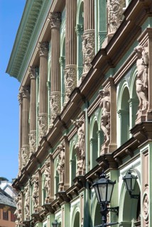 Art Nouveau houses, old building, historical, facade, stock exchange, old town of Riga, the capital