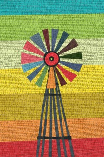 Wind mill vector mosaic art background