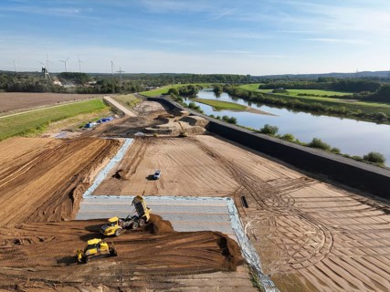 Haltern-Marl, North Rhine-Westphalia, Germany - Lippe, flood protection in the