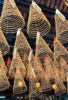 Hanging spiral incense sticks, Thien Hau Pagoda, Saigon Chinatown, Ho Chi Minh City, Vietnam