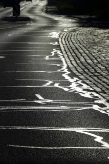 Repaired road, symbolic image of need for renovation, Germany