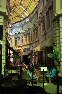 Romania, capital Bucharest, Bucuresti, restaurants and cafes in Passage Macca-Villacrosse, Pasajul