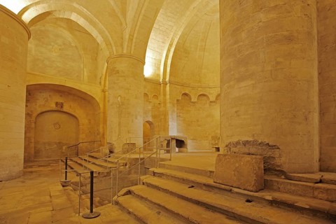 Interior view of the Romanesque church of St. Honorat, Alyscamps, necropolis and ancient Romanesque