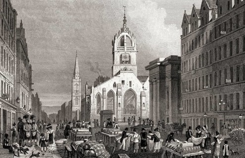 St Giles' Church, County Hall and Lawn Market, High Street, Edinburgh, Scotland, 19th century, from
