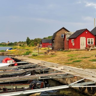 Fishing huts, fishing spot, Sysne Fiskeläge, historic fishing village with fishing museum,