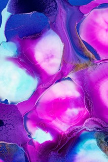 Exquisite abstract ink artwork showcasing a fluid blend of vivid blue, pink, purple, and hints of