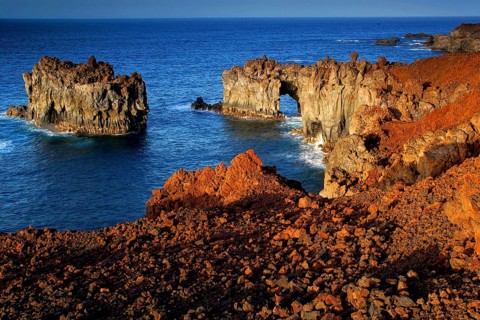 Canary Islands, El Hierro, South Coast, rocks, arch, Atlantic Ocean, Arco de la Tosca, cliffs, El