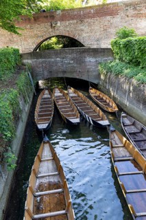 Ulm barges in the estuary of the Blau. Specially constructed vessels of the Ulm fishermen and