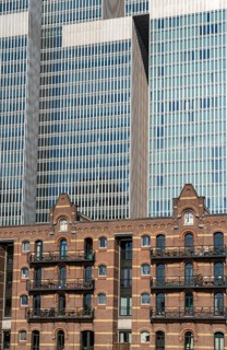 The skyline of Rotterdam, on the Nieuwe Maas, skyscrapers at the Kop van Zuid district,