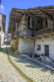 Old farmhouse in the village, Usseaux, metropolitan city of Turin, Italy