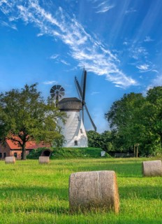 Windmill with grass bale Heimsen Germany