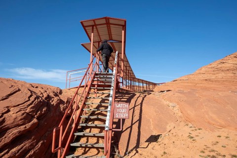 Page, Arizona - After touring Upper Antelope Canyon, visitors take a covered walkway to return to