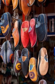 Babouche leather shoes, shoes, clothing, orient, oriental, souvenir, handicraft, medina, handmade,