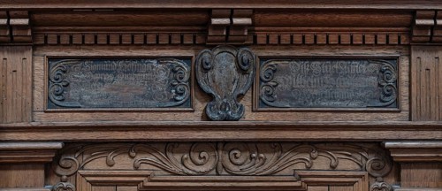 Detail of the craftsman's chair or alms chair from 1647, St. Lawrence Church, Nuremberg, Middle
