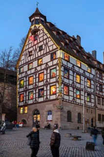 Historic Pilatus House with an Advent calendar designed by the Altstadtfreuden Nuremberg,