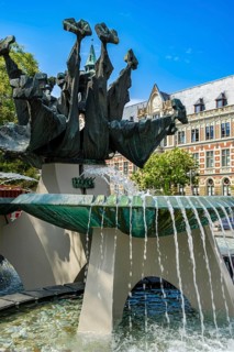 New Anger Fountain on the Anger in Erfurt, Thuringia, Germany