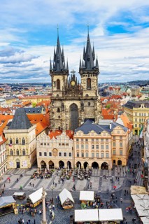 Mother of God before Tyn Church during a popular festival, Old Town Square, Prague, Bohemia, Czech