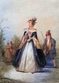 The antique lady walking on Sunday afternoon, engraved by J. Brain after J.J. Jenkins, Historic,