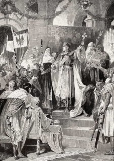 Coronation of Rudolf of Habsburg at Aachen Cathedral on 24 October 1273