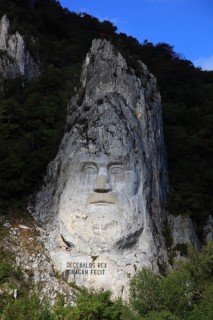 Wallachia, statue of the Dacian king Decebalus, Decebalus Rex Dragan Fecit, 40 metre high statue