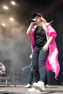 Adenau, Germany, 7 June 2024: Guano Apes with singer Sandra Nasic play at Rock am Ring. The