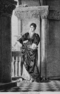 Noble Venetian woman feeding birds on the balcony of a palace, historical illustration, wealth,