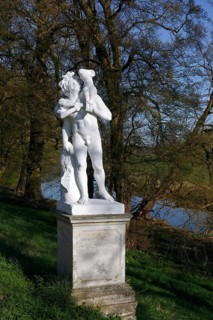 Statue of a faun in Sieglitz Park, Dessau-Wörlitz Garden Realm, Middle Elbe Biosphere Reserve,