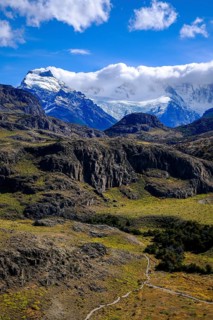 El Chaltén, Patagonia, Argentina, El Chaltén with a view of the Fitz Roy massif. El Chaltén offers