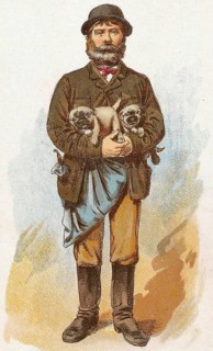 Viennese types by Ladislav Eugen Petrovits (1839, 1907), painter from Austria. Dog dealer, man