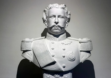 19th century plaster bust of French general Pierre-André-Hercule Berlier with uniform and