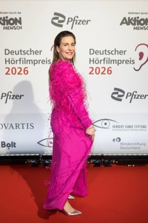 Nadine Heidenreich in front of the German Audio Film Awards ceremony at the Colosseum cinema in
