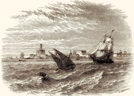 Historical view of Alexandria, 18th century, From British Battles on Land and Sea by James Grant