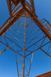Rusted remains of a former oil derrick, Arabian Peninsula, Sultanate of Oman