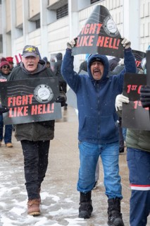 Detroit, Michigan USA - 22 February 2026 - Letter carriers rally at the Detroit post office as