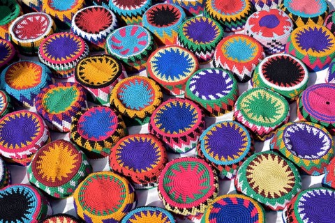 Traditional headdresses at a bazaar, Aswan, Egypt