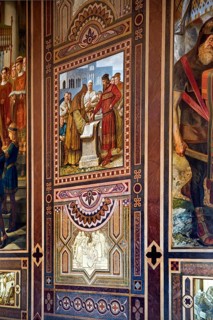 Benno supervises the construction of the imperial palace in Goslar under Henry III, mural by