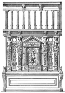 Historical architectural illustration from the 19th Century, 1881, German Renaissance style, 17th