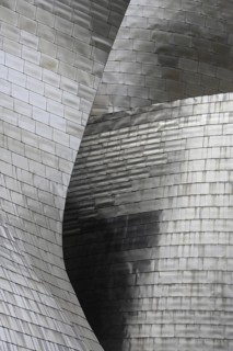 Detail of the facade of the Guggenheim Museum in Bilbao, architectural photograph, Basque Country,