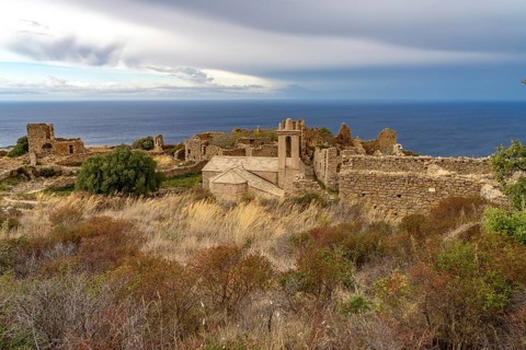 The ruins of the abandoned village of Occi near Lumio, Balagne, Corsica, France