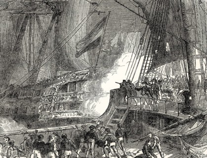 The Battle of Cape St. Vincent, 14 February 1797, Cape St. Vincent, Portugal, Anglo-Spanish War,