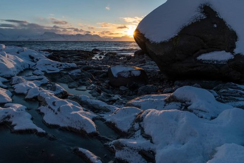View from Söröya across the Norwegian Sea to Loppa, Finnmark, Norway, February 2019