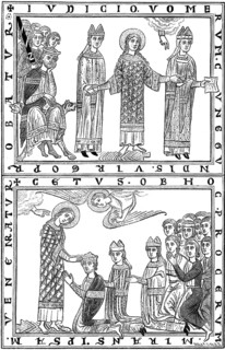 Trial by ordeal, the innocence of the Saint Cunigunde of Luxembourg was determined, facsimile, 12th